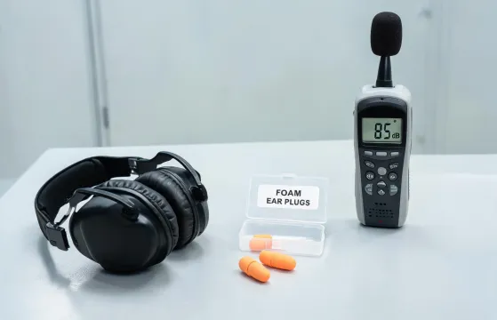 Hearing protection earmuffs and plugs